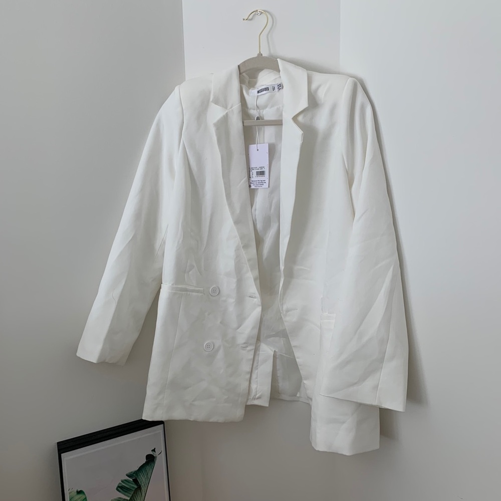 Missguided white oversized longline blazer